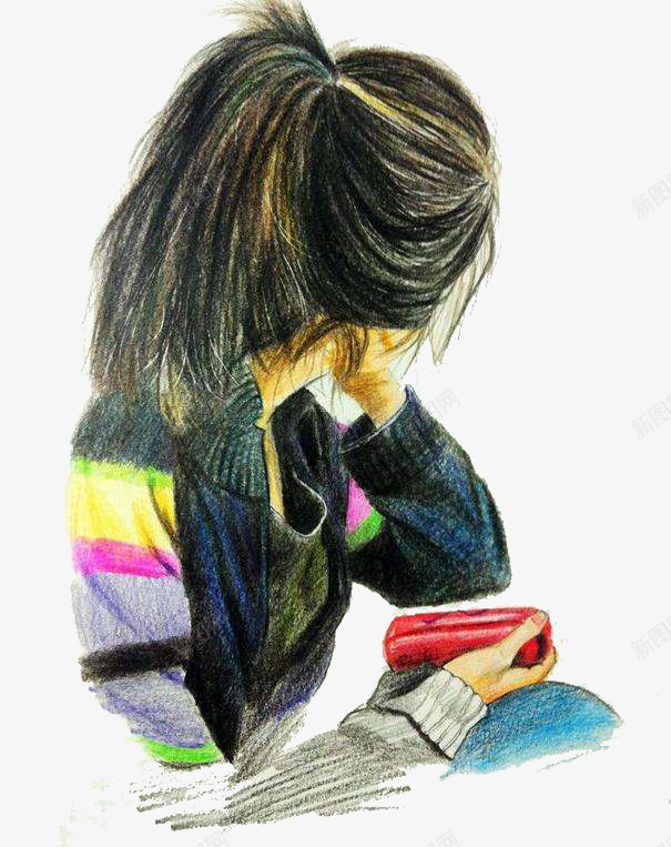 手绘女性背面粉笔画png免抠素材_新图网 https://ixintu.com 人物粉笔画 女性 彩色 手绘风格 粉笔画 背面 装饰图案