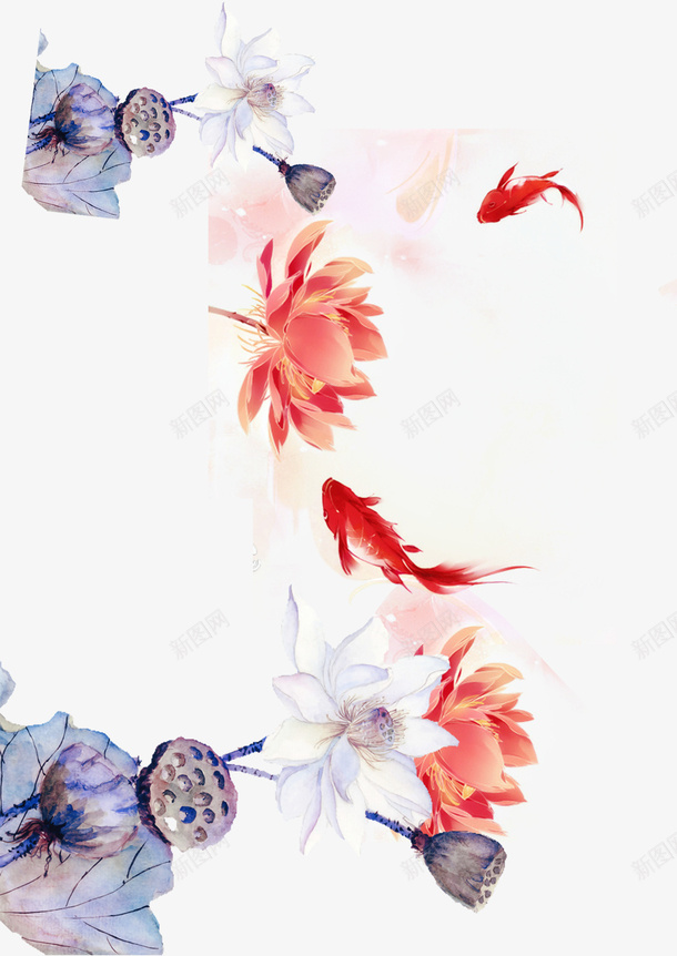 莲花荷花莲蓬png免抠素材_新图网 https://ixintu.com 好运锦鲤 荷花 莲花 莲花湖泊背景图片 莲蓬 锦鲤
