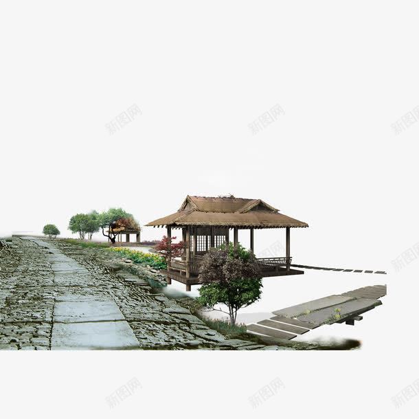 宁波古城图png免抠素材_新图网 https://ixintu.com 免抠图 古城 宁波 江北 茅草屋