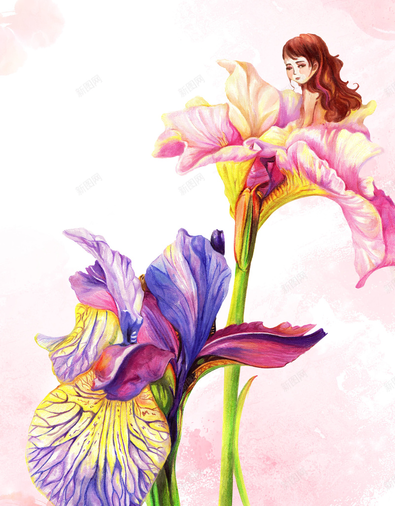 春分纯手绘海报PSD背景图psd设计背景_新图网 https://ixintu.com PSD 彩铅画 春分 春季 春色 海报 纯手绘 背景图 花朵