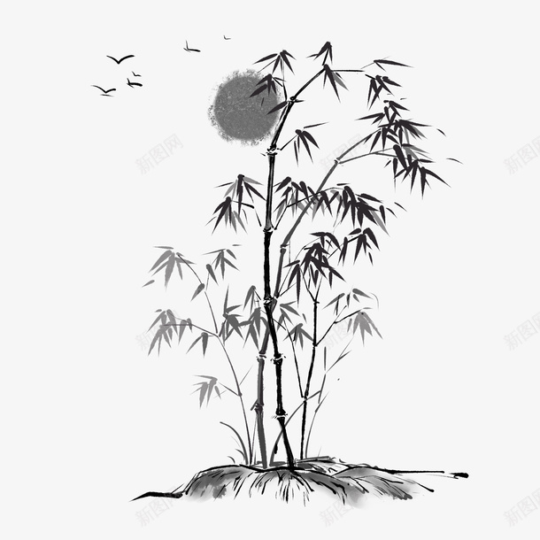 国画水墨中国风竹子psd免抠素材_新图网 https://ixintu.com 中国风 国画 水墨 竹子
