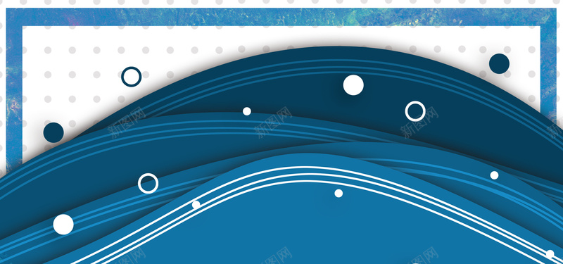 波浪深蓝简约bannerpsd设计背景_新图网 https://ixintu.com 几何 圆圈 圆点 手绘 文艺 波浪 深蓝 漂浮 矩形 简约 边框