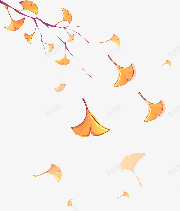 银杏树落叶秋天png免抠素材_新图网 https://ixintu.com 漂浮 秋天 翅膀落叶 落叶 银杏树