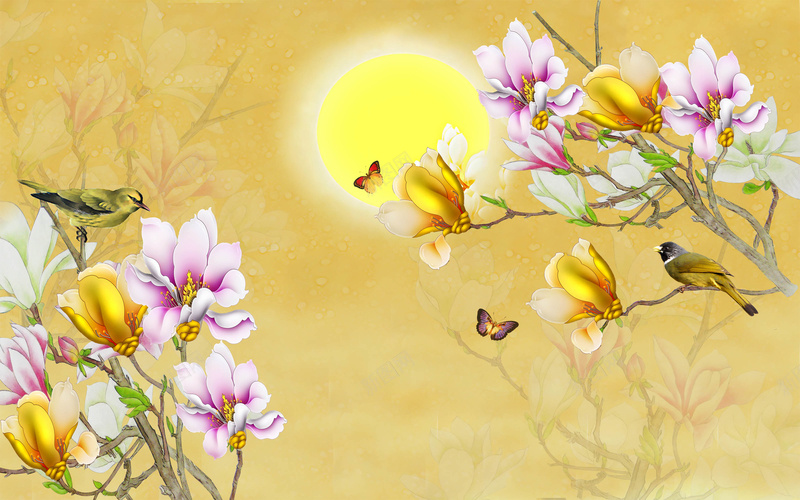 中国风花卉背景素材jpg设计背景_新图网 https://ixintu.com 墙画 壁挂 装修墙纸 中式背景 中国风 壁纸 中式 室内 电视墙 豪华 玄关