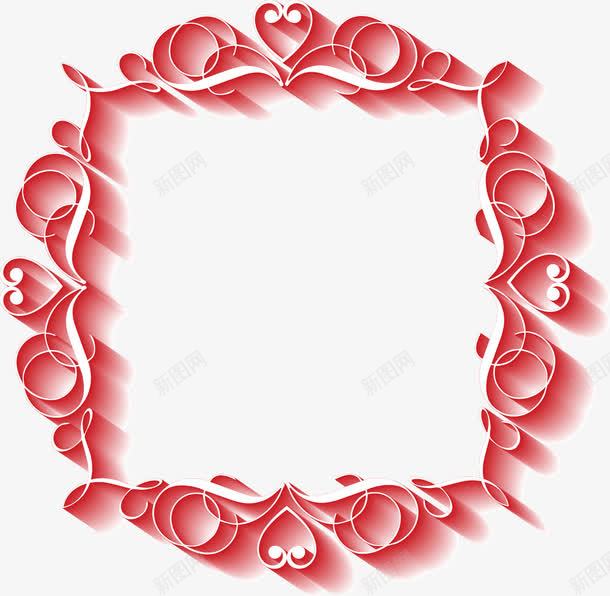 红色纹样婚礼边框png免抠素材_新图网 https://ixintu.com 婚礼边框 矢量边框 红色 纹样 边框