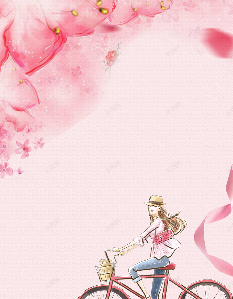 浪漫骑单车的少女促销海报背景psdpsd设计背景_新图网 https://ixintu.com psd 促销 单车 女性海报 浪漫 海报背景 粉色 花 花卉 骑单车的少女