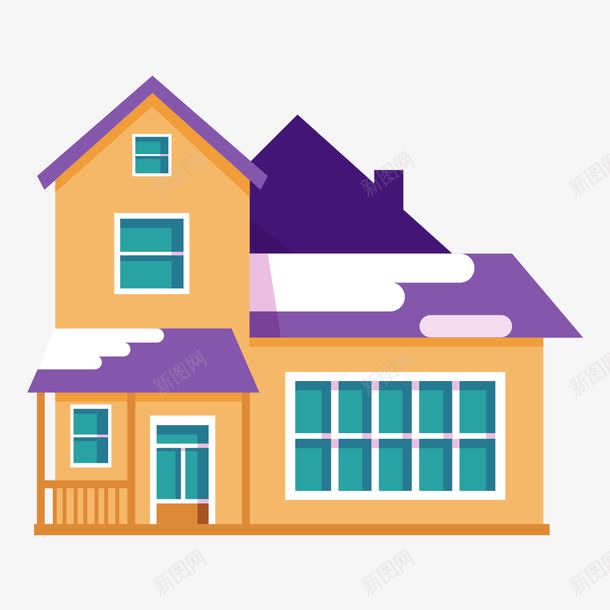 雪中别墅psd免抠素材_新图网 https://ixintu.com 别墅 建筑 素材 连排别墅 雪中 雪乡
