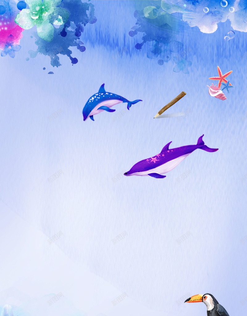 海鱼紫色纹理海报背景psd设计背景_新图网 https://ixintu.com 海鱼 清新 紫色 自然 鸟儿 动物 纹理 海报 背景