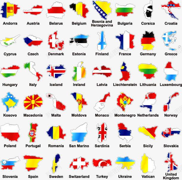 国旗地图png免抠素材_新图网 https://ixintu.com 国家 国旗 地图