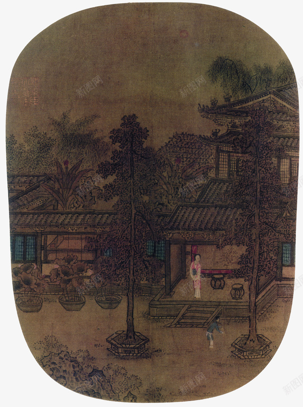 古色古楼图png免抠素材_新图网 https://ixintu.com 人物 古楼 多彩 文人画 文墨 美景 美术 艺术