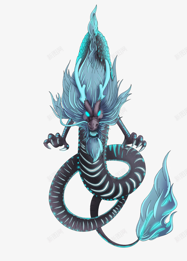 国潮中国龙手绘插画psd免抠素材_新图网 https://ixintu.com 中国龙 国潮 手绘 插画