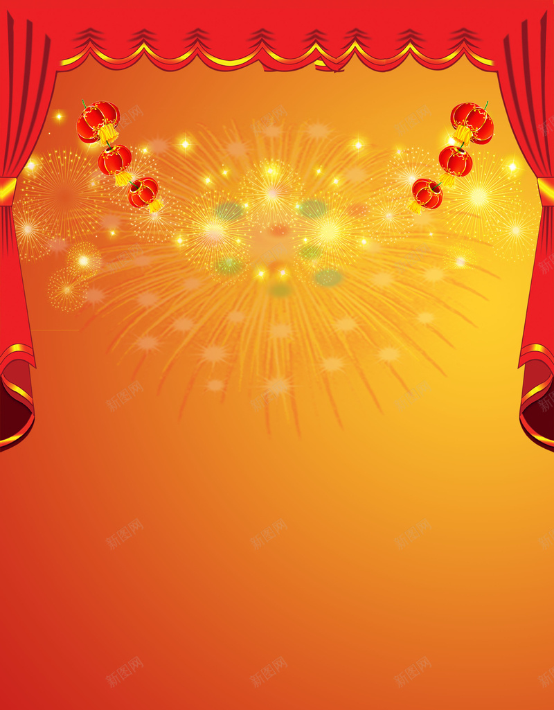 红色新年海报背景psd设计背景_新图网 https://ixintu.com 喜庆 拉帘背景 新年快乐 新年海报 新年红色 烟花 爆竹 礼花背景 红灯笼高挂背景 红色新年海报背景