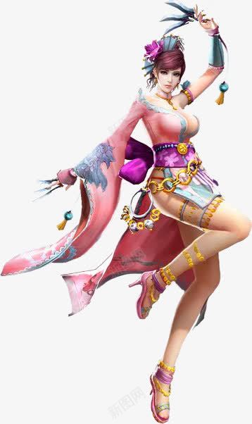 粉衣飞镖美女古风手绘png免抠素材_新图网 https://ixintu.com 古风 美女