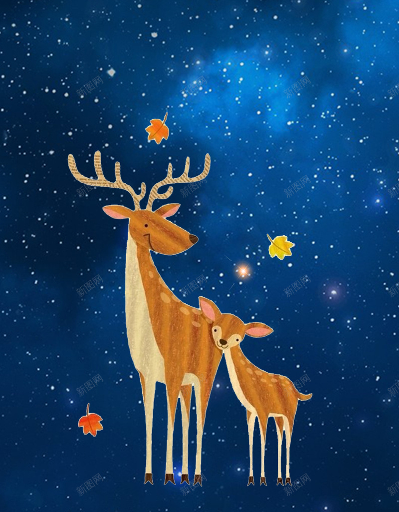 梦幻星空可爱小鹿psd设计背景_新图网 https://ixintu.com 小鹿 幻想 手绘 星空 梦幻 浪漫 清新 神秘 简约 纹理