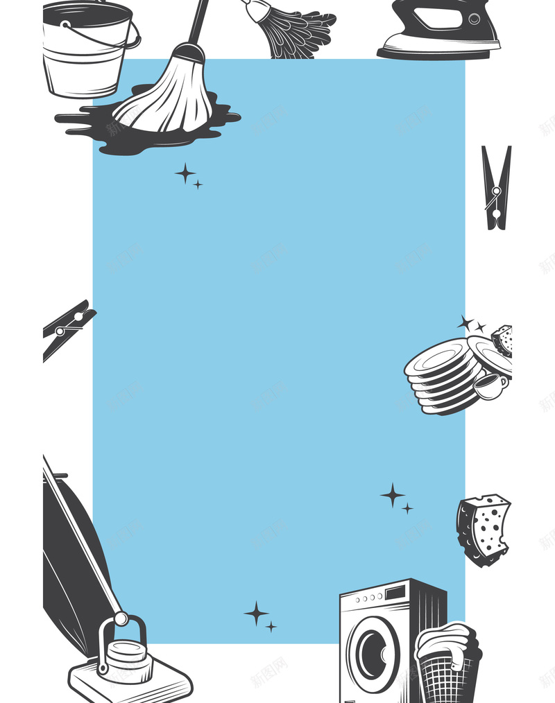 简约打扫卫生印刷背景jpg设计背景_新图网 https://ixintu.com 印刷背景 家居 家居广告素材 家居生活 手绘 打扫卫生 简约 蓝色背景