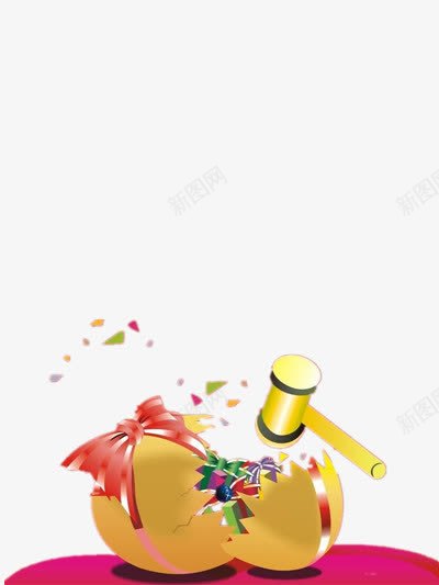 砸金蛋png免抠素材_新图网 https://ixintu.com 动画 砸蛋 锤子