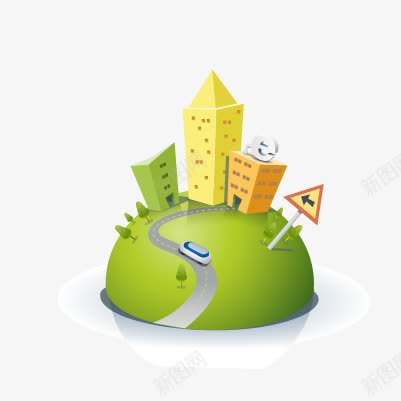 商务科技元素矢量图eps免抠素材_新图网 https://ixintu.com 商务 地球 城市 绿色 矢量图