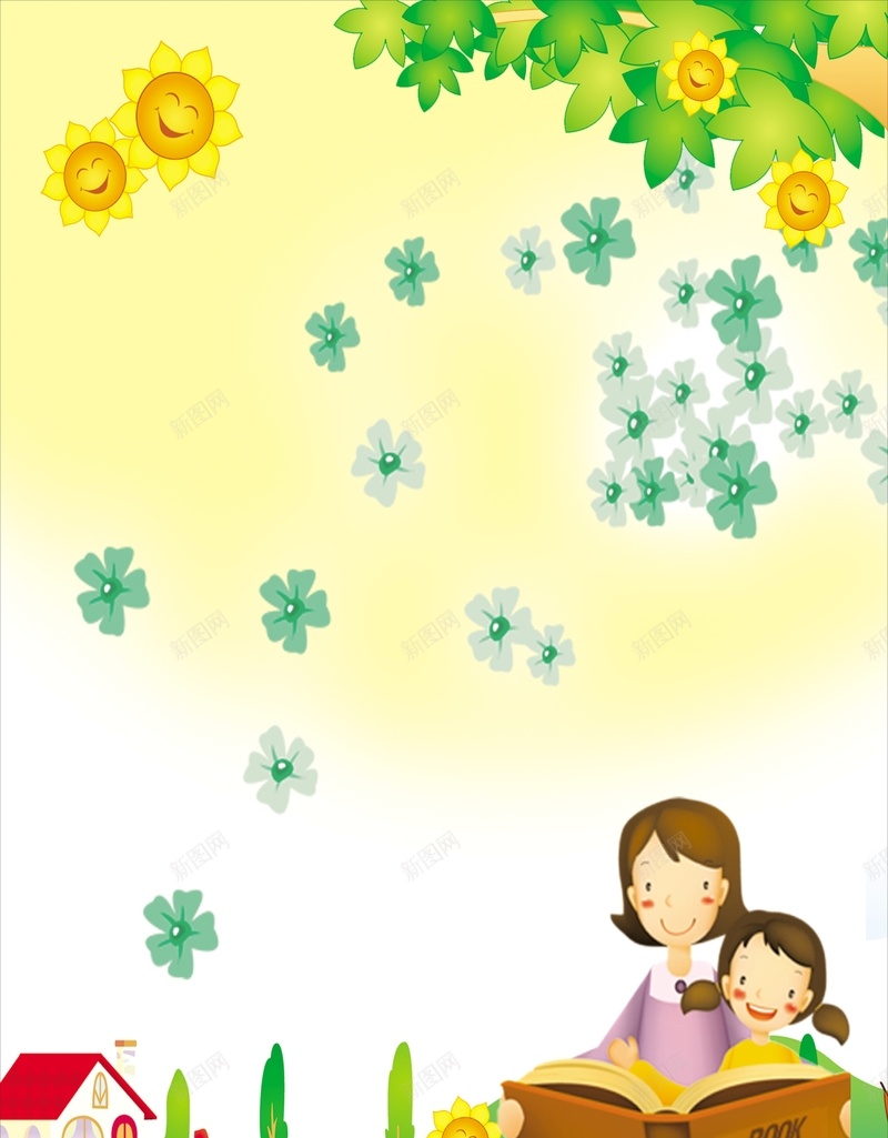 卡通背景jpg设计背景_新图网 https://ixintu.com 卡通 叶子 快乐 房子 手绘 童趣