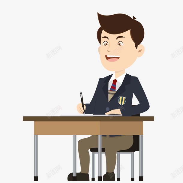 卡通认真上课的人物矢量图ai免抠素材_新图网 https://ixintu.com 人物设计 卡通 学习 学生 认真上课 矢量图