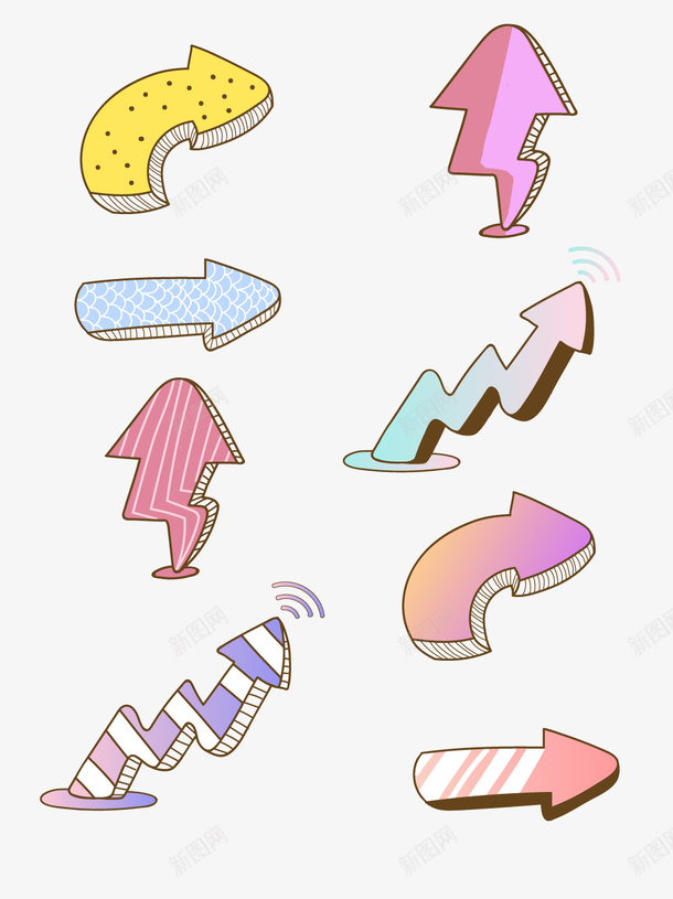彩色卡通箭头元素图矢量图ai免抠素材_新图网 https://ixintu.com 卡通元素 指向标 矢量元素 箭头 装饰元素 矢量图