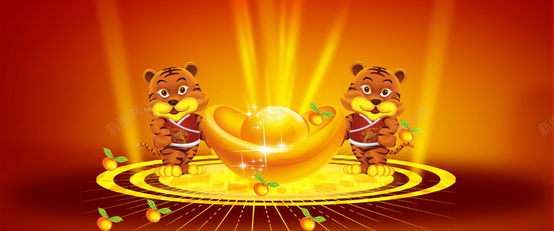 中国风喜庆新年春节元宵背景bannerpsd设计背景_新图网 https://ixintu.com 中国风 喜庆 新年 春节 元宵 背景 banner 金元宝 海报banner 过年
