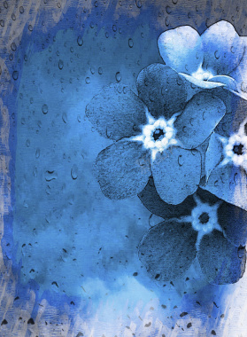 蓝色水彩花卉背景背景