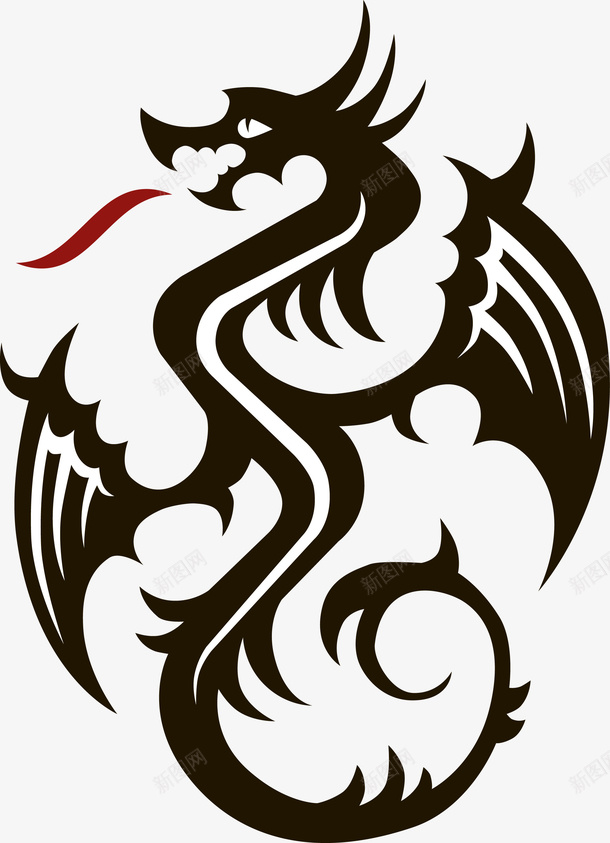 龙剪影图腾png免抠素材_新图网 https://ixintu.com 剪影 图腾 龙