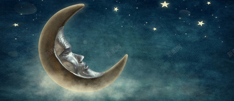 梦幻背景jpg设计背景_新图网 https://ixintu.com 梦幻 月亮 蓝色 夜晚 云朵 童话 星星 海报banner 摄影 风景