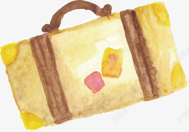 手绘提包png免抠素材_新图网 https://ixintu.com 创意 包包 卡通 手包 手绘 提包 黄色