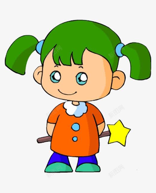绿色羊角辫的女孩png免抠素材_新图网 https://ixintu.com 处女座 女孩 星座 绿色 羊角辫 装饰