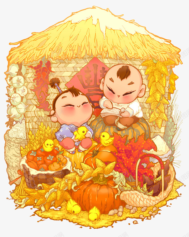 秋季丰收节中国风元素png免抠素材_新图网 https://ixintu.com 中国新年 感恩 立秋 金黄 黄色