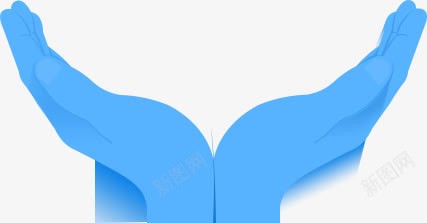 手绘蓝色手掌装饰png免抠素材_新图网 https://ixintu.com 手掌 蓝色 装饰