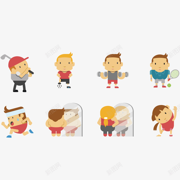 做运动的卡通男子矢量图ai免抠素材_新图网 https://ixintu.com 卡通 男子 运动 矢量图
