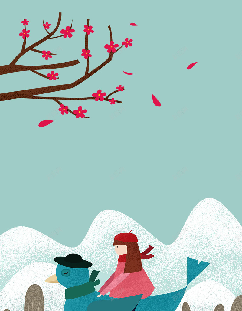 绘插画原创插画手绘人物手绘女孩psd设计背景_新图网 https://ixintu.com 原创插画 手绘 手绘人物 手绘女孩 手绘梅花 手绘鸟 树 植物 绘插画 花 雪 雪地 雪山