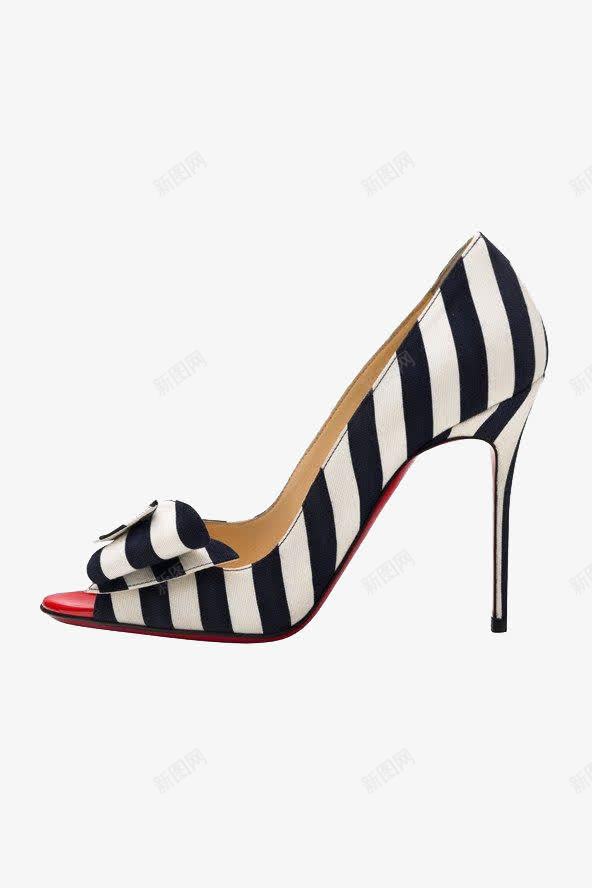 法国条横黑白高跟鞋png免抠素材_新图网 https://ixintu.com Louboutin 产品实物 法国Christian 黑白条横