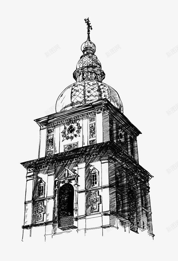 教堂建筑插画png免抠素材_新图网 https://ixintu.com 建筑 房子 教堂 素描