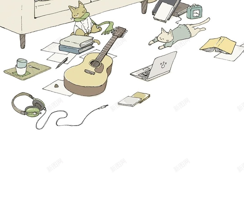 卡通画猫人物jpg设计背景_新图网 https://ixintu.com 人物 卡通 猫 画