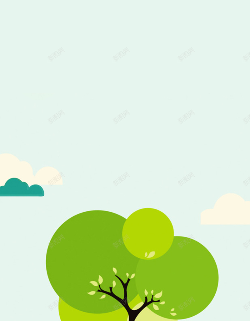 清新文艺简约卡通H5背景jpg设计背景_新图网 https://ixintu.com 卡通 插画 树 植树节 简约H5背景 简约背景素材 绿色 自然