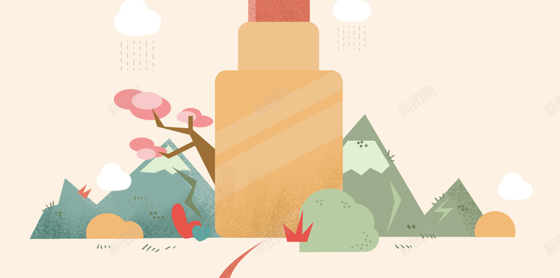 口红插画广告背景素材psd设计背景_新图网 https://ixintu.com 口红 广告 插画 素材 背景 H5 分层 手绘 卡通