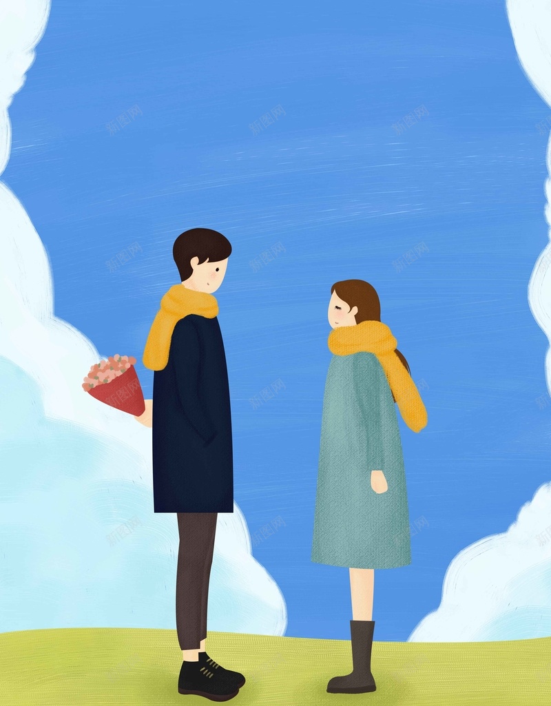 情侣蓝色手绘插画简约背景jpg设计背景_新图网 https://ixintu.com 人物 天空 情侣 手绘 插画 浪漫 清新 漫画天空 爱心 简约 背景 蓝色背景