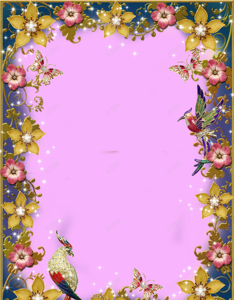精致百花朝凤边框背景jpg设计背景_新图网 https://ixintu.com 精致背景 背景边框 百花 背景 边框 鸟 花 紫色 高贵 奢华