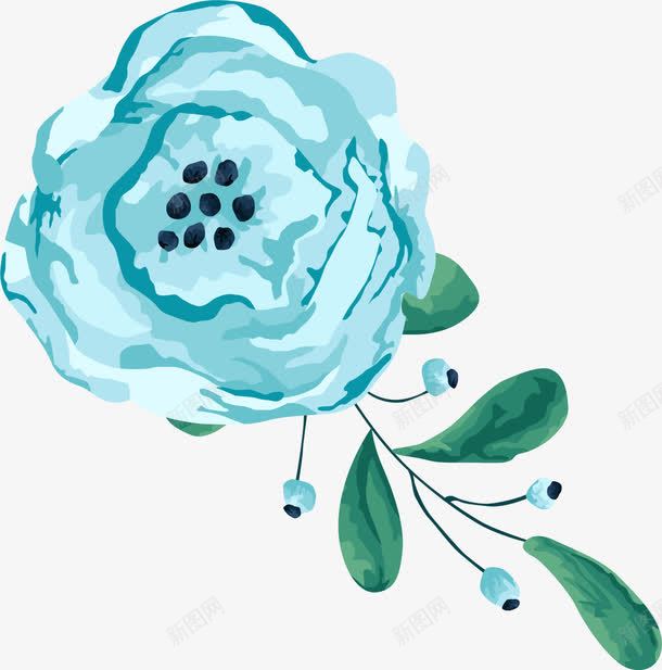 手绘蓝玫瑰png免抠素材_新图网 https://ixintu.com 手绘 矢量玫瑰 花图 蓝玫瑰