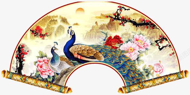 扇形图png免抠素材_新图网 https://ixintu.com 中国风 花 鸟