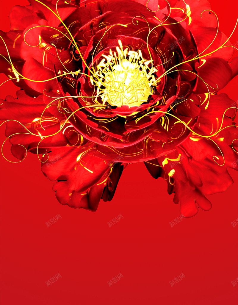 中国风花卉海报背景psd设计背景_新图网 https://ixintu.com 中国风 喜庆 国风 海报 红色 背景