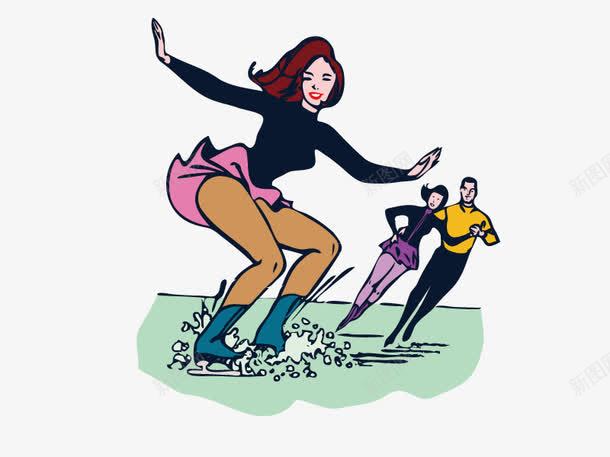 滑雪的女孩矢量图ai免抠素材_新图网 https://ixintu.com 创意滑雪 女孩 滑雪 矢量图