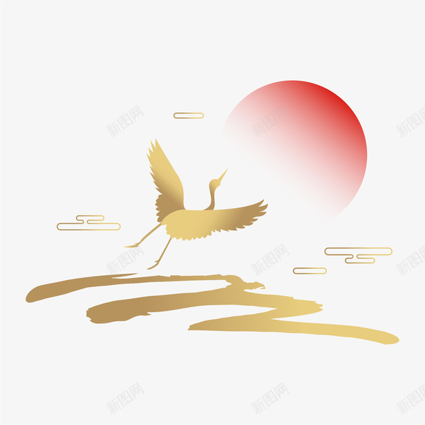 中国风飞鹤古典云纹元素png免抠素材_新图网 https://ixintu.com 中国风 飞鹤 古典 云纹