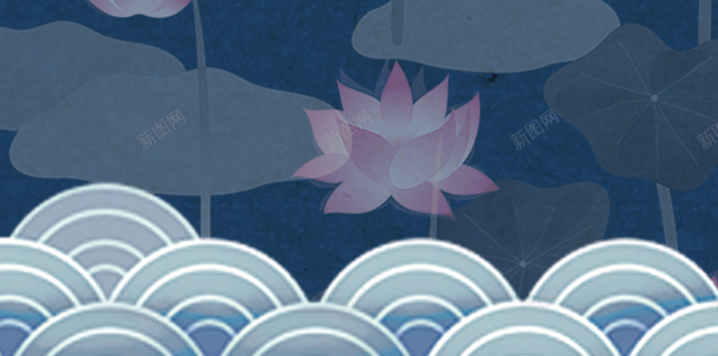 月亮月光深蓝色荷花金鱼jpg设计背景_新图网 https://ixintu.com 中秋 月亮 月光 月饼 深蓝色 荷塘 荷花 金鱼