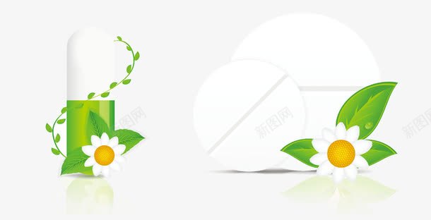 绿色胶囊和白色药片png免抠素材_新图网 https://ixintu.com 胶囊 药品