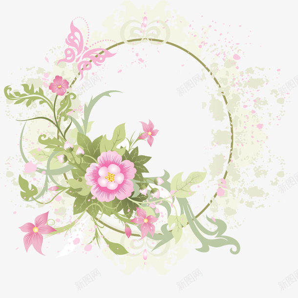 花朵花环psd免抠素材_新图网 https://ixintu.com 小花 小草 花环