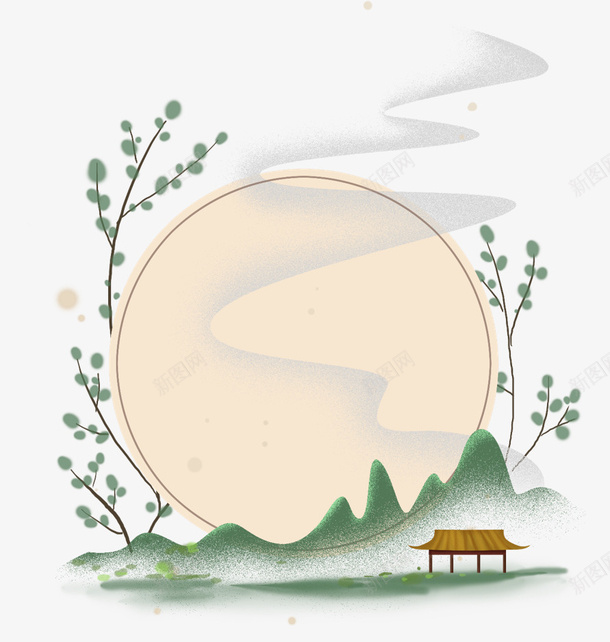 小山装饰青色花卡通古风png免抠素材_新图网 https://ixintu.com 卡通 古风 小山 花 装饰 青色